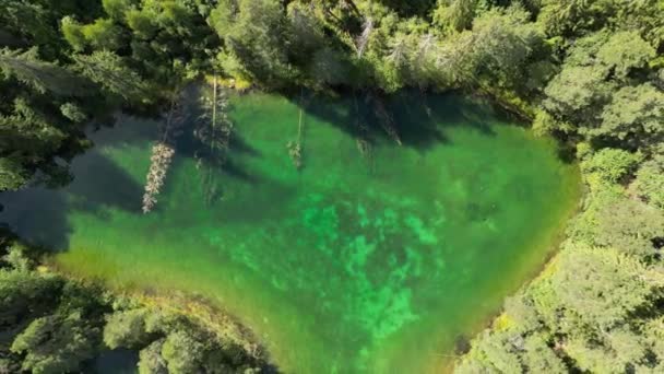 Aerial Turquoise Green Blue Lake Transparent Mineral Water Transparent Water — Stockvideo