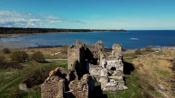 Kasteel Landelijk Landschap Estland Prachtige Stenen Riffen Schoonheid Van Noordelijke — Stockvideo