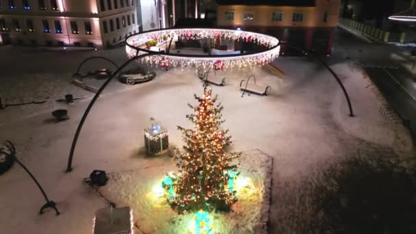 Finlandiya Pazar Yerinde Noel Pazarı Noel Alışverişi Noel Pazarında Yürüyen — Stok video