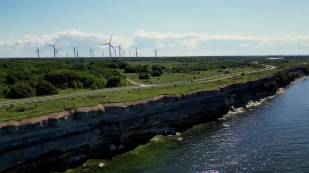 Windmühlenpark Grüne Energie Aus Drohnensicht Windkraftpark Großer Rotorwindgenerator Moderne Technologien — Stockvideo