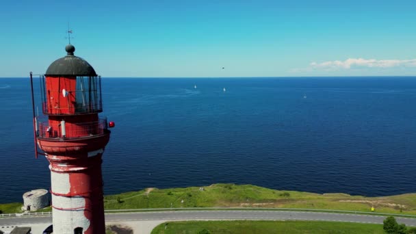 Hoofdvuurtoren Het Noorden Van Estland Vuurtoren Aan Kust Lindesnes Lighthouse — Stockvideo