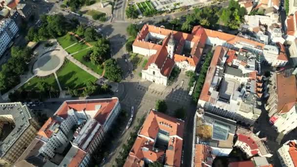 Kilátás Drónra Város Brno Cseh Köztársaság Kilátás Nyílik Középkori Vár — Stock videók