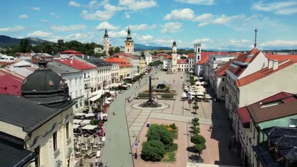 Banska Bystrica Cityscape Summer Slovakia Flight Old Town Small Medieval — Stock Video