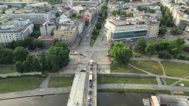 Aerial Drone Shot Krakow Poland Vistula River Cracow City Poland — Stock Video