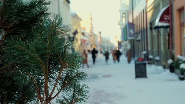 Oude Stadsplein Tartu Estland Mensen Schaatsen Ijsbaan Stad Ijsbaan — Stockvideo