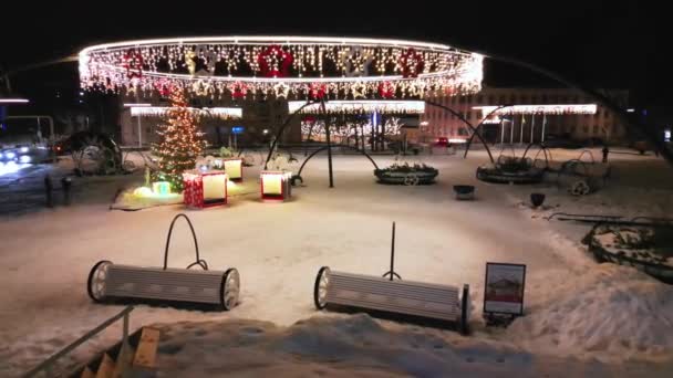 Tallinn Estonya Daki Town Hall Meydanı Nda Geleneksel Noel Pazarı — Stok video