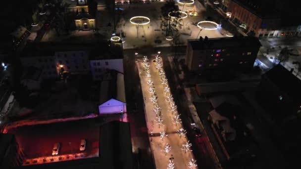 Decorações Natal Rua Criam Clima Festivo Grande Multidão Pessoas Todo — Vídeo de Stock