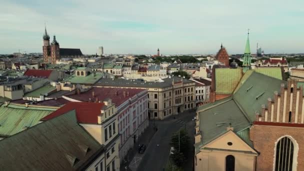 Rynek Góry Widok Lotu Ptaka Centrum Krakowa Rynek Główny Starego — Wideo stockowe