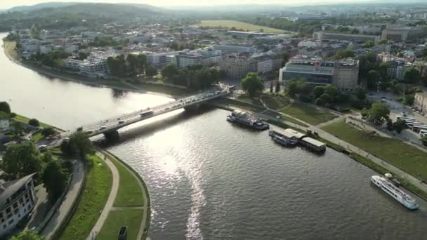 Αεροφωτογραφία Της Κρακοβίας Κρακοβία Πόλη Στην Πολωνία Όμορφη Θέα Του — Αρχείο Βίντεο