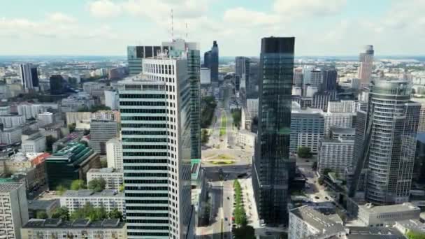 Zřízení Leteckého Panoramatického Výhledu Centrum Varšavy Polsko Evropa Letecký Pohled — Stock video