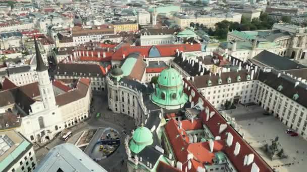 Bécs Légi Kilátása Ikonikus Európai Főváros Repül Duna Felett Bemutatja — Stock videók