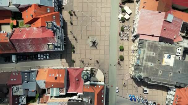 Banska Bystrica Πόλη Καλοκαίρι Ανατολή Του Ηλίου Σλοβακία Αεροφωτογραφία Της — Αρχείο Βίντεο