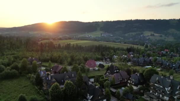 Vue Aérienne Couper Souffle Zakopane Niché Milieu Pologne Superbes Montagnes — Video