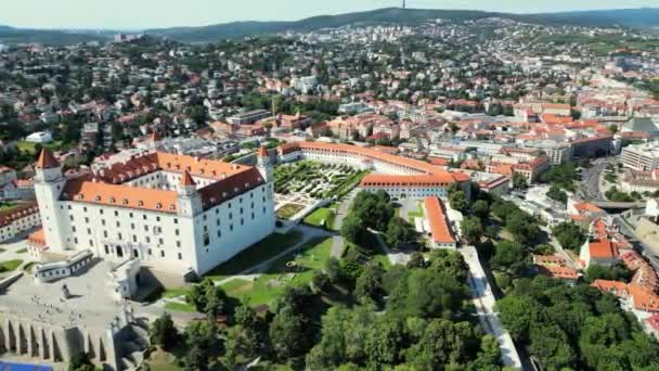 Drone Vliegen Bratislava Castle Bratislavsky Hrad Bratislava Castle Het Belangrijkste — Stockvideo