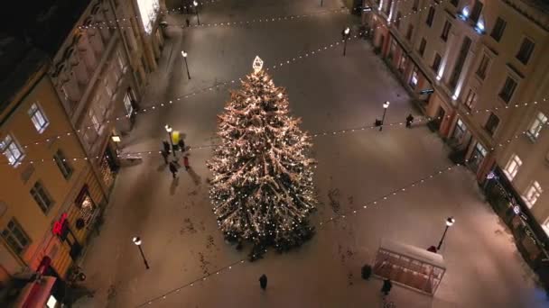 Tartu Estland Betoverende Kerstmarkt Wenkt Tijdens Avonden Omarmen Verlicht Door — Stockvideo