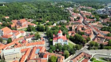 Vilnius Eski Kasabası 'ndaki Gediminas Kalesi' nde bayrak sallayan Litvanyalılara bakın, modern finansal bölgelerden antik sokakların tarihi cazibesine kadar kentin manzaralı güzelliklerini yakalayın..