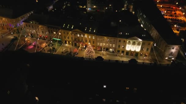 Ослепительная Рождественская Сцена Огнями Рынками Магией Старых Городов Тартуская Эстония — стоковое видео