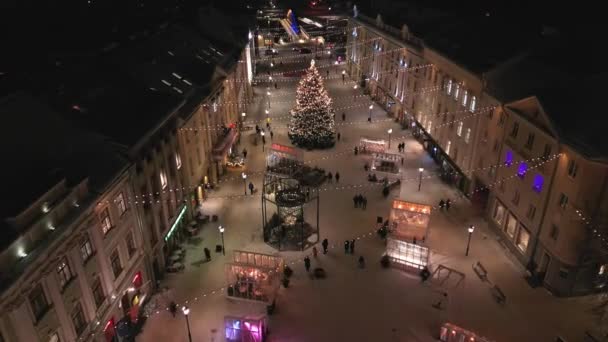 Zachwycające Wszystko Sezonie Zimowym Blask Targ Bożonarodzeniowy Tartu Estonia — Wideo stockowe