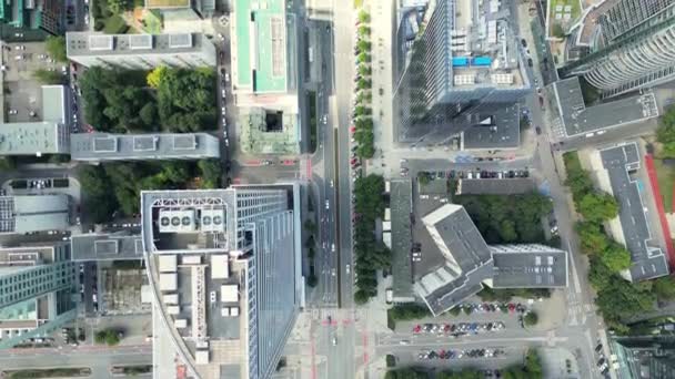 华沙市中心 城市景观与现代摩天大楼 城市天际线与玻璃摩天大楼 波兰华沙现代商业区 高质量的4K镜头 — 图库视频影像