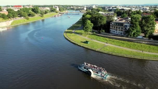 Vistula Nehri Wisla Görüldü Krakow Krakow Polonya Polska Wisla Vistula — Stok video