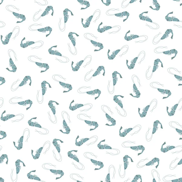 Vector Seamless Pattern Shrimp Underwater Cartoon Creatures Marine Background Cute — Archivo Imágenes Vectoriales