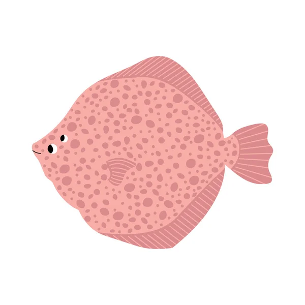 Lindo Vector Océano Ilustración Con Platija Fish Underwater Dibujos Animados — Vector de stock