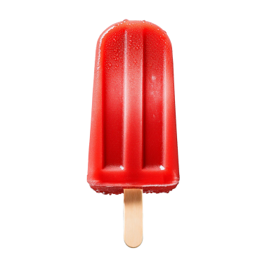 Şeffaf bir arka planda izole edilmiş lezzetli kırmızı buzlu dondurma, yaz için mükemmel, tatlı ikramları ve yaratıcı tatlı fotoğrafçılığı.