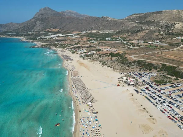 Aerial Photo Falasarna Beach Crete One Most Famous Beach Beautiful — Stock Photo, Image