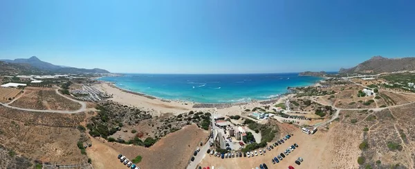Aerial Photo Falasarna Beach Crete One Most Famous Beach Beautiful Stock Picture