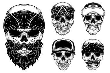 Koyu renk Sanat Kurukafa Sürücüleri Eski Dövme Miğferli Motosiklet El Çizim Biçimi