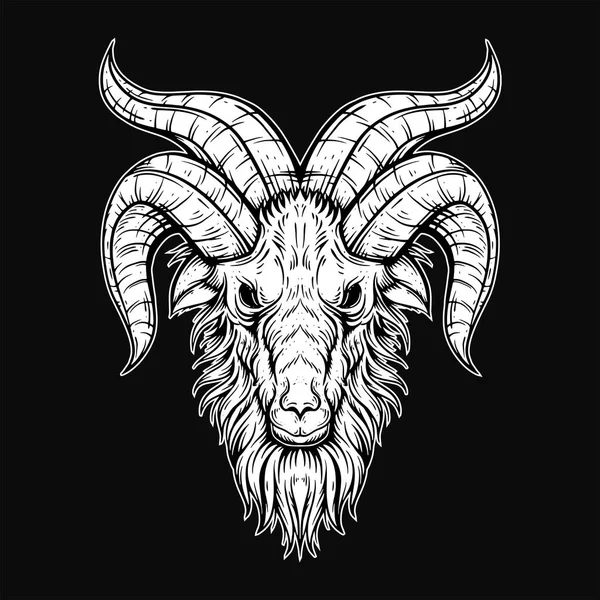 Dark Art Gothic Skull Demon Horn Ročník Tetování Kosti Ručním — Stockový vektor