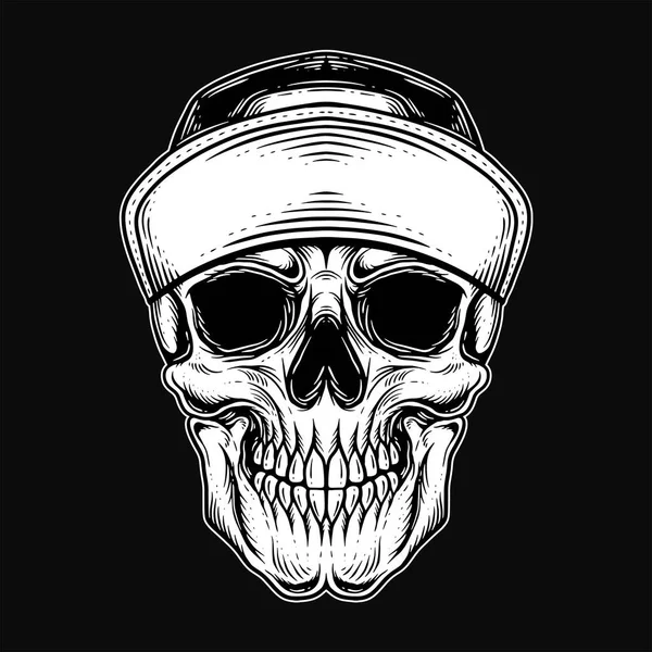 Dark Art Skull Gangster Tattoo Vintage Gangsta Abbigliamento Mano Disegno — Vettoriale Stock