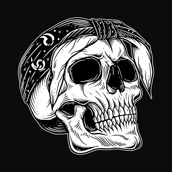 Dark Art Skull Gangster Tattoo Vintage Gangsta Vêtements Dessin Main — Image vectorielle