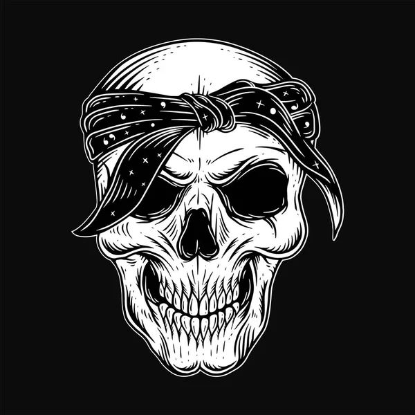 Dark Art Skull Gangster Tattoo Vintage Bandana Hat Apparel Hand — 스톡 벡터