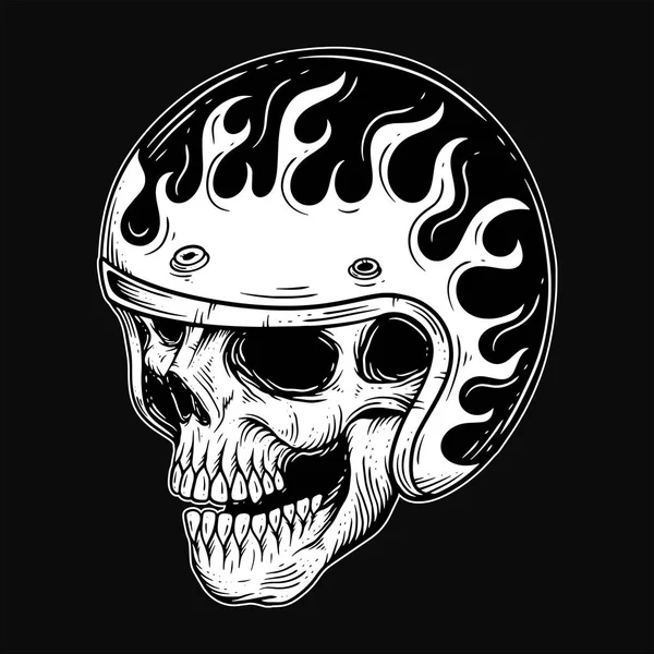 Dark Art Skull Rider Man Twarz Rowerzystów Retro Vintage Tatuaż — Wektor stockowy