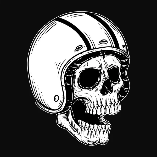 Dark Art Skull Rider Homme Visage Motards Rétro Vintage Tatouage — Image vectorielle