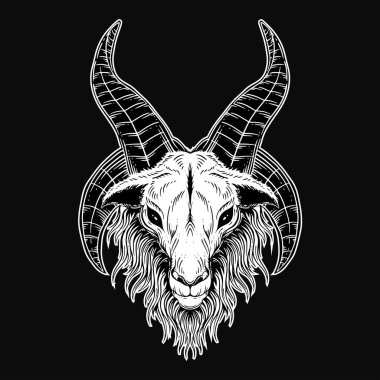 Kara Sanat Keçisi Boynuzları Koyun boynuzları Dövme ve giysi çizimi için siyah siyah beyaz
