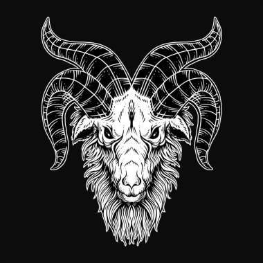 Kara Sanat Keçisi Boynuzları Koyun boynuzları Dövme ve giysi çizimi için siyah siyah beyaz