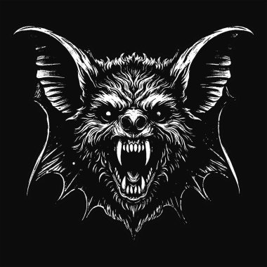 Kara Sanat Yarasa Canavarı Korkunç Cehennem Cadısı Kafatası Grunge Klasik Tarzı Siyah Beyaz