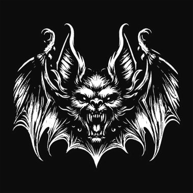 Kara Sanat Yarasa Canavarı Korkunç Cehennem Cadısı Kafatası Grunge Klasik Tarzı Siyah Beyaz