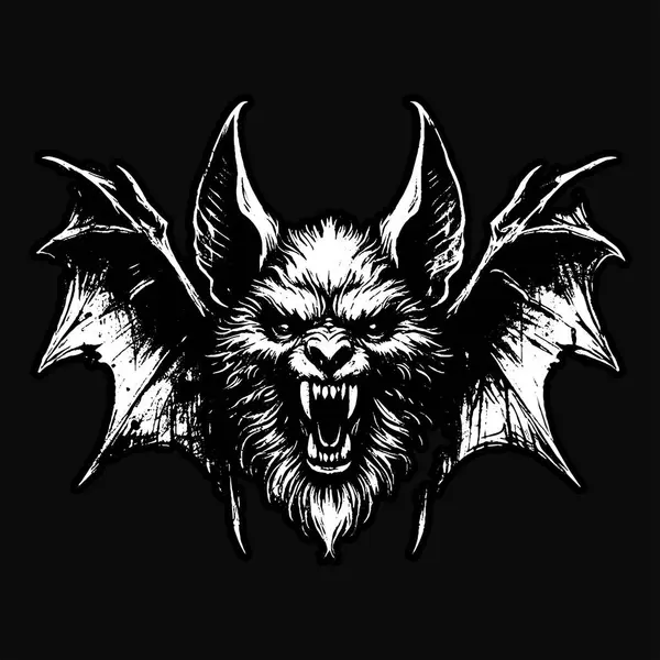 Kara Sanat Yarasa Canavarı Korkunç Cehennem Cadısı Kafatası Grunge Klasik Tarzı Siyah Beyaz