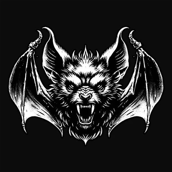 Kara Sanat Yarasa Canavarı Korkunç Cehennem Cadısı Kafatası Grunge Klasik Tarzı Siyah Beyaz