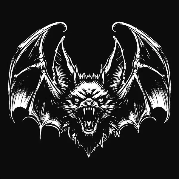 Kara Sanat Yarasa Canavarı Korkunç Cehennem Cadısı Kafatası Grunge Klasik Tarzı Siyah Beyaz