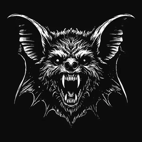 Kara Sanat Yarasa Canavarı Korkunç Cehennem Cadısı Kafatası Grunge Klasik Tarzı Siyah Beyaz