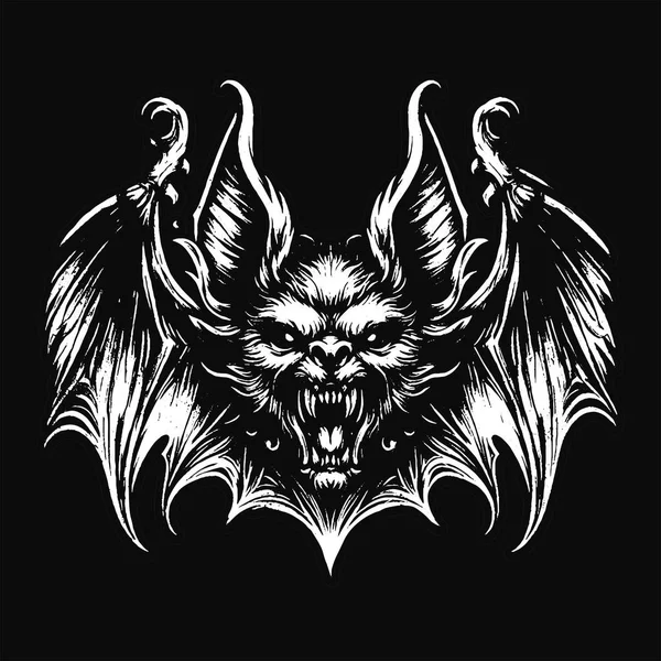 Kara Sanat Yarasa Canavarı Korkunç Cehennem Cadısı Kafatası Grunge Klasik Tarzı Siyah Beyaz