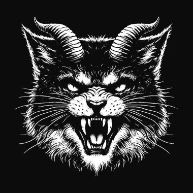 Karanlık Sanat Kedileri Hayvan Korkusu Grunge Kafatası Klasik Okul Dövmesi