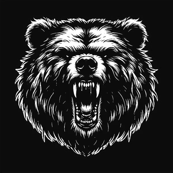 Sivri dişli Kara Ayı Hayvan Sanat Grunge Vintage mekanik ve giysi çizimi