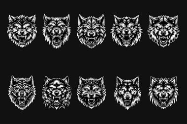 Kara Sanat Kurdu Kızgın Korkunç Kafa Siyah ve Beyaz İllüzyon