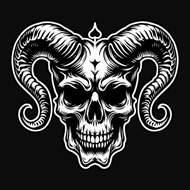 Kara Sanat Kafatası Mafyası Başı Şapka ve Yaka Siyah ve Beyaz Resimli