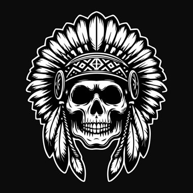 Siyah ve Beyaz Çizimli Siyah Şapkalı Siyah Kafatası